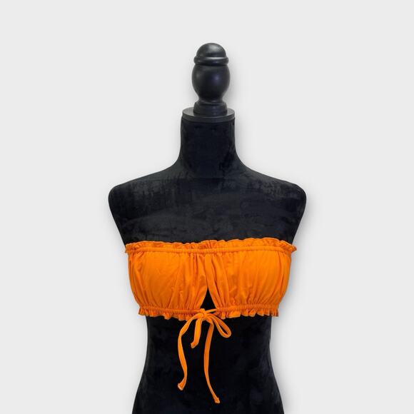 Free People x Toast Ruffle‎ Bikini Top Small Tiger Orange - Wear Multiple Ways - Picture 1 of 8